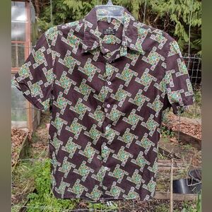 Geometric Patterned Brown Shirt